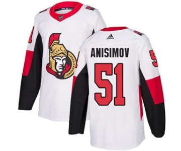 Men's Senators #51 Artem Anisimov White Road Authentic Stitched Hockey Jersey