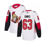 Men's Senators #63 Tyler Ennis White Road Authentic Stitched Hockey Jersey