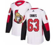 Men's Senators #63 Tyler Ennis White Road Authentic Stitched Hockey Jersey