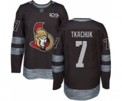 Men's Senators #7 Brady Tkachuk Black 1917-2017 100th Anniversary Stitched Hockey Jersey