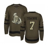 Men's Senators #7 Brady Tkachuk Green Salute to Service Stitched Hockey Jersey