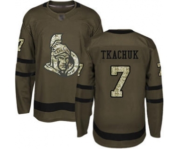 Men's Senators #7 Brady Tkachuk Green Salute to Service Stitched Hockey Jersey