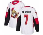 Men's Senators #7 Brady Tkachuk White Road Stitched Hockey Jersey