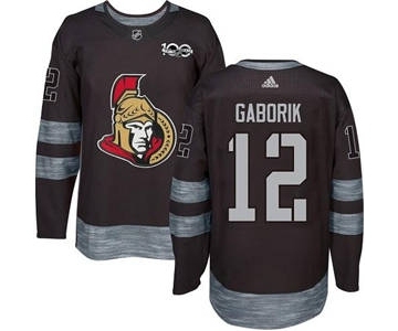 Senators #12 Marian Gaborik Black 1917-2017 100th Anniversary Stitched Hockey Jersey