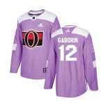 Senators #12 Marian Gaborik Purple Fights Cancer Stitched Hockey Jersey