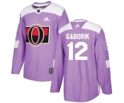 Senators #12 Marian Gaborik Purple Fights Cancer Stitched Hockey Jersey