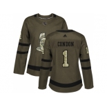 Women Adidas Ottawa Senators #1 Mike Condon Green Salute to Service Stitched NHL Jersey