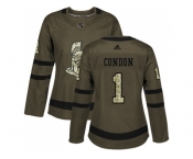 Women Adidas Ottawa Senators #1 Mike Condon Green Salute to Service Stitched NHL Jersey