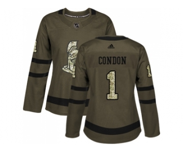 Women Adidas Ottawa Senators #1 Mike Condon Green Salute to Service Stitched NHL Jersey