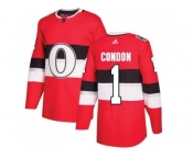 Women Adidas Ottawa Senators #1 Mike Condon Red Authentic 2017 100 Classic Stitched NHL Jersey