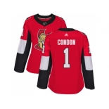 Women Adidas Ottawa Senators #1 Mike Condon Red Home Authentic Stitched NHL Jersey