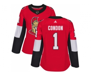 Women Adidas Ottawa Senators #1 Mike Condon Red Home Authentic Stitched NHL Jersey