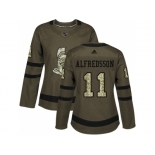 Women Adidas Ottawa Senators #11 Daniel Alfredsson Green Salute to Service Stitched NHL Jersey