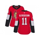 Women Adidas Ottawa Senators #11 Daniel Alfredsson Red Home Authentic Stitched NHL Jersey