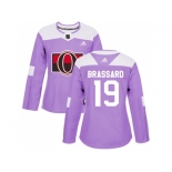 Women Adidas Ottawa Senators #19 Derick Brassard Purple Authentic Fights Cancer Stitched NHL Jersey