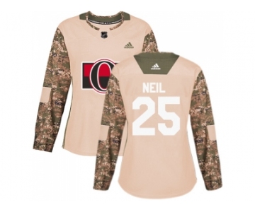 Women Adidas Ottawa Senators #25 Chris Neil Camo Authentic 2017 Veterans Day Stitched NHL Jersey