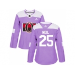 Women Adidas Ottawa Senators #25 Chris Neil Purple Authentic Fights Cancer Stitched NHL Jersey