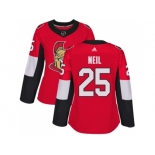 Women Adidas Ottawa Senators #25 Chris Neil Red Home Authentic Stitched NHL Jersey