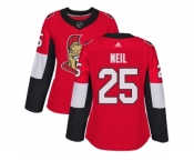 Women Adidas Ottawa Senators #25 Chris Neil Red Home Authentic Stitched NHL Jersey