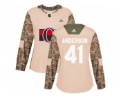 Women Adidas Ottawa Senators #41 Craig Anderson Camo Authentic 2017 Veterans Day Stitched NHL Jersey