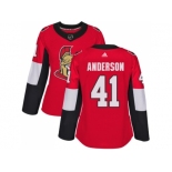 Women Adidas Ottawa Senators #41 Craig Anderson Red Home Authentic Stitched NHL Jersey