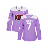 Women Adidas Ottawa Senators #7 Kyle Turris Purple Authentic Fights Cancer Stitched NHL Jersey