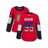 Women Adidas Ottawa Senators #95 Matt Duchene Red Home Authentic USA Flag Stitched NHL Jersey