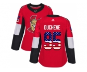 Women Adidas Ottawa Senators #95 Matt Duchene Red Home Authentic USA Flag Stitched NHL Jersey