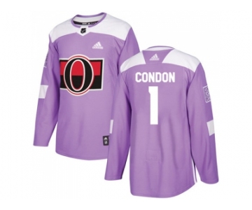 Youth Adidas Ottawa Senators #1 Mike Condon Purple Authentic Fights Cancer Stitched NHL Jersey