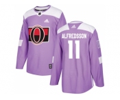 Youth Adidas Ottawa Senators #11 Daniel Alfredsson Purple Authentic Fights Cancer Stitched NHL Jersey