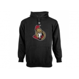 Ottawa Senators Old Time Hockey Black Big Logo with Crest Pullover Hoodie