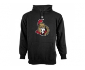 Ottawa Senators Old Time Hockey Black Big Logo with Crest Pullover Hoodie