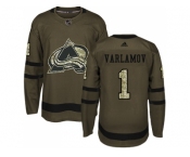 Adidas Colorado Avalanche #1 Semyon Varlamov Green Salute to Service Stitched NHL Jersey