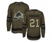 Adidas Colorado Avalanche #21 Peter Forsberg Green Salute to Service Stitched NHL Jersey