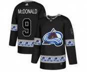 Avalanche #9 Lanny McDonald Black Team Logo Fashion Stitched Hockey Jersey