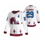 Colorado Avalanche #29 Nathan MacKinnon White Men's Adidas 2020-21 Reverse Retro Alternate NHL Jersey