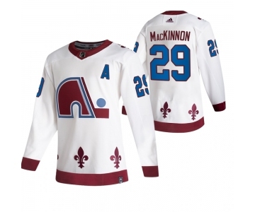 Colorado Avalanche #29 Nathan MacKinnon White Men's Adidas 2020-21 Reverse Retro Alternate NHL Jersey