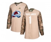 Men Adidas Colorado Avalanche #1 Semyon Varlamov Camo Authentic 2017 Veterans Day Stitched NHL Jersey