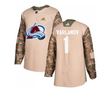 Men Adidas Colorado Avalanche #1 Semyon Varlamov Camo Authentic 2017 Veterans Day Stitched NHL Jersey