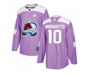 Men Adidas Colorado Avalanche #10 Sven Andrighetto Purple Authentic Fights Cancer Stitched NHL Jersey