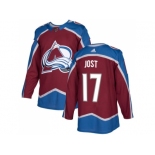 Men Adidas Colorado Avalanche #17 Tyson Jost Burgundy Home Authentic Stitched NHL Jersey