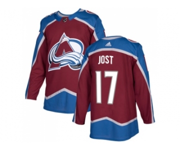 Men Adidas Colorado Avalanche #17 Tyson Jost Burgundy Home Authentic Stitched NHL Jersey