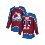 Men Adidas Colorado Avalanche #17 Tyson Jost Burgundy Home Authentic USA Flag Stitched NHL Jersey