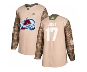 Men Adidas Colorado Avalanche #17 Tyson Jost Camo Authentic 2017 Veterans Day Stitched NHL Jersey