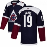 Men Adidas Colorado Avalanche #19 Joe Sakic Authentic Navy Blue Alternate NHL Jersey