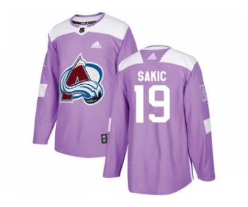 Men Adidas Colorado Avalanche #19 Joe Sakic Purple Authentic Fights Cancer Stitched NHL Jersey