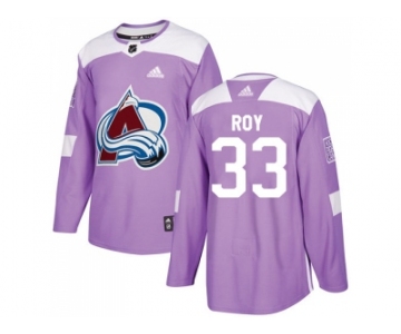 Men Adidas Colorado Avalanche #33 Patrick Roy Purple Authentic Fights Cancer Stitched NHL Jersey