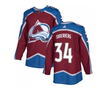 Men Adidas Colorado Avalanche #34 Carl Soderberg Burgundy Home Authentic Stitched NHL Jersey