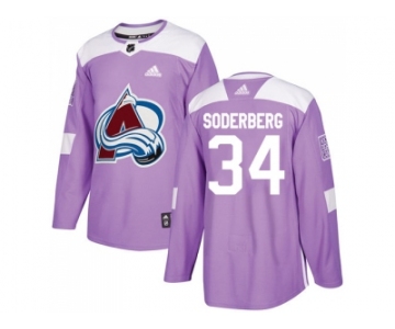 Men Adidas Colorado Avalanche #34 Carl Soderberg Purple Authentic Fights Cancer Stitched NHL Jersey