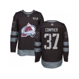 Men Adidas Colorado Avalanche #37 J.T. Compher Black 1917-2017 100th Anniversary Stitched NHL Jersey